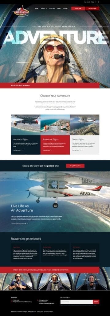 Gold Coast Adventure Flights Web Design | Zulu Digital Marketing