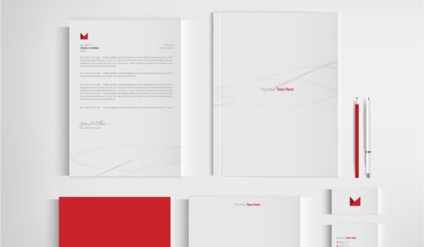 ZDM Business Stationery Business Stationery layout of various types on desk
